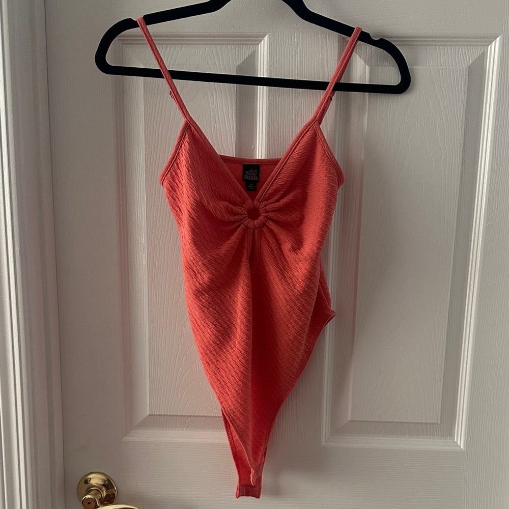 Coral Ribbed Bodysuit
